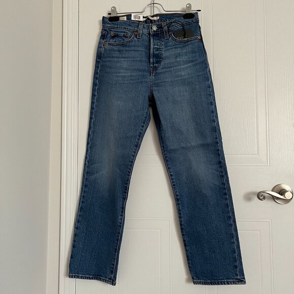 Levi's Wedgie Straight Jeans Medium Wash Sz 25 - Picture 2 of 8